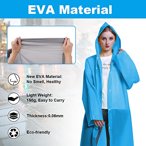 Vicloon Regenponcho, 2 Stück Regenponcho Festival Einweg, Unisex Wiederverwendbar Transparent Regenmantel, PEVA Tragbarer Wasserdicht Regencape, für Reisen, Wandern, Radfahren & Camping