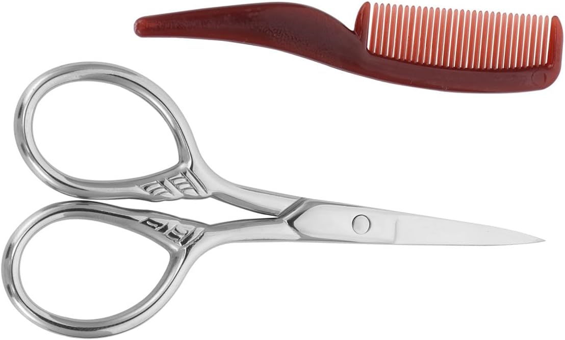 2 Sets Beard Shears Kit Beard Trimming Scissors with Comb and Case for Men Precision Grooming Tools for Home and Barbershop Use