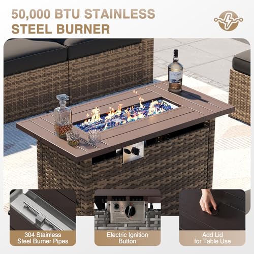 Patio Furniture Sets, 8-Piece Outdoor Patio Furniture with 44''…