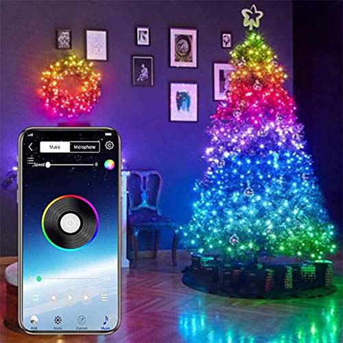 LED RGB Bunte Lichter USB Smart Wasserdichtes Bluetooth Kupferdraht Lichterketten mit Musik App Fernbedienung für Weihnachtsbaumbeleuchtung