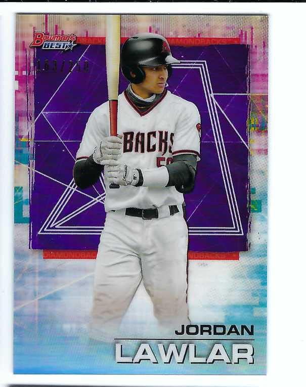 JORDAN LAWLAR 2021 Bowman's Best #39 PURPLE REFRACTOR PARALLEL Baseball Rookie Card RC #163 of only 250 Made! Arizona Diamondbacks