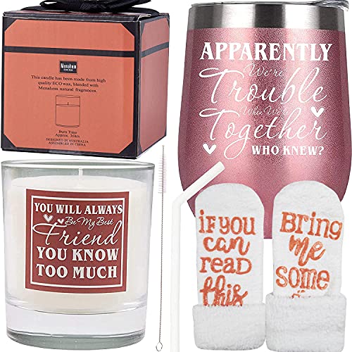 Friendship Gifts for Friend Women,Best Friend Presents for Women, Best Friend Cups, Birthday Gifts for Friends Female, Funny Friend Gifts for Women, Apparently We Are Trouble When We Are Together