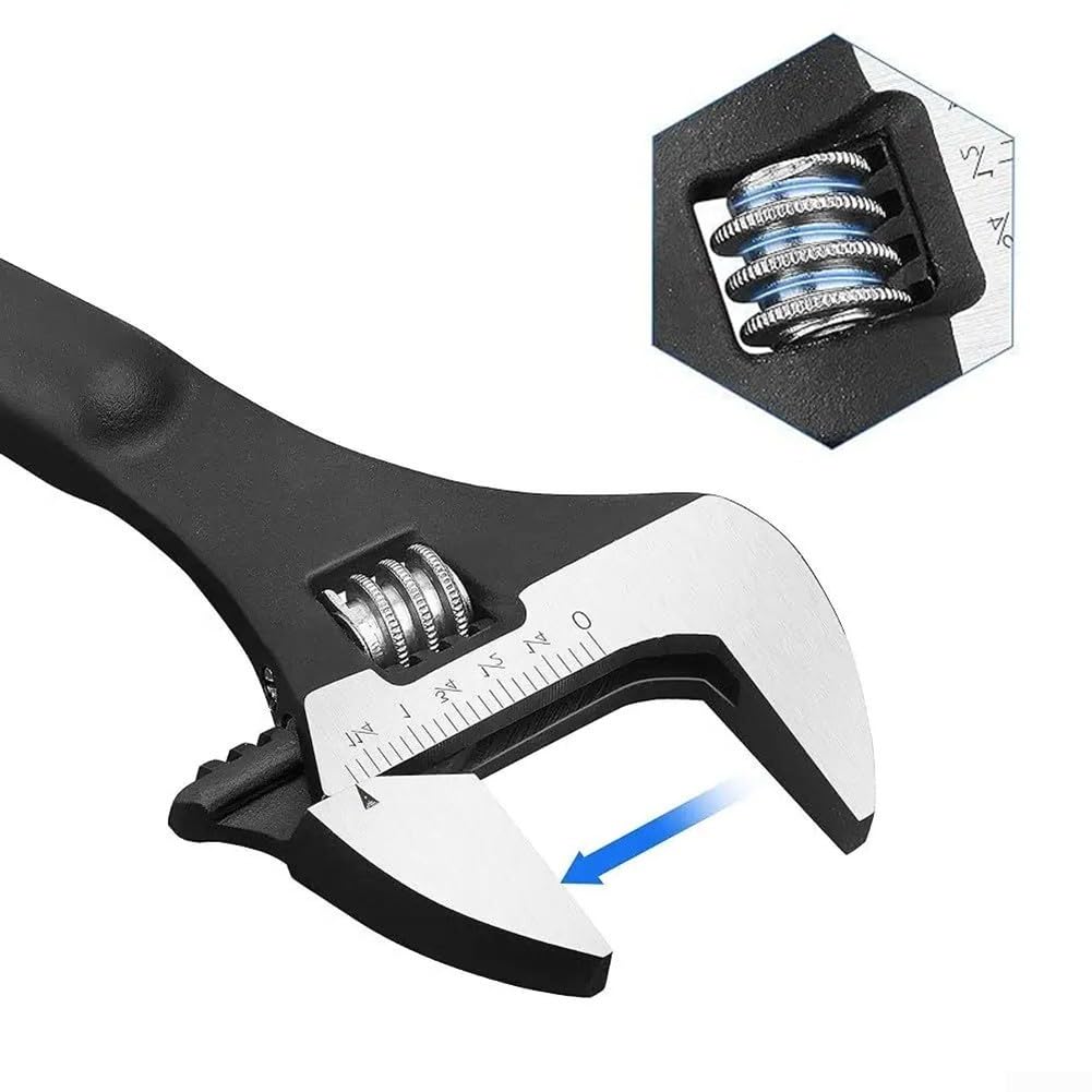 Set di 2 chiavi inglesi regolabili, 30,5 cm e 40,6 cm, con ganasce reversibili, colore nero, per chiave a punta conica in acciaio CR-V