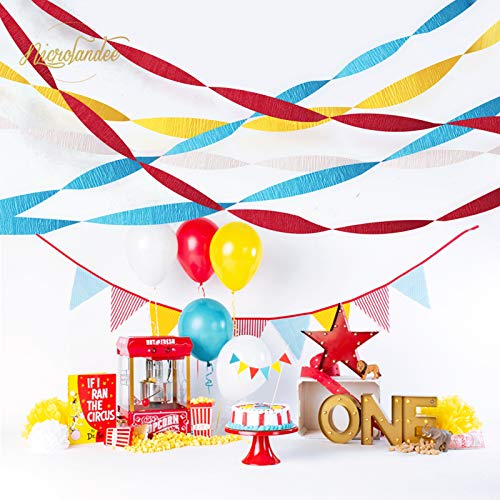 Nicrolandee Carnival Circus Party Decorations - 8 Rolls Red Blue Yellow Crepe Paper Streamers Tassels Streamer Paper For Circus Birthday Party, Baby Shower, Class Party, Family Gathering Supplies #TOP5
