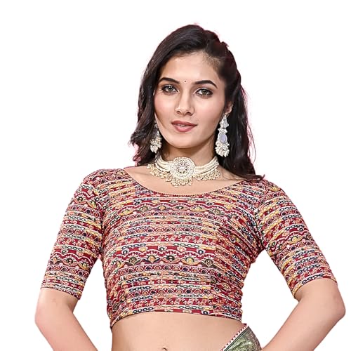 Image of Colorful Street Cotton Stretchable Round Neck Printed Blouse