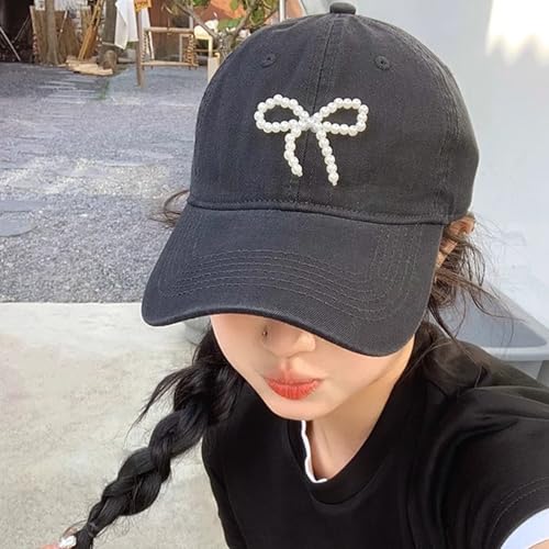 Image of Coquette Baseball Hat Bow Baseball Cap Ponytail Hat for Women Cute Distressed Cap Funny Trucker Hats for Women
