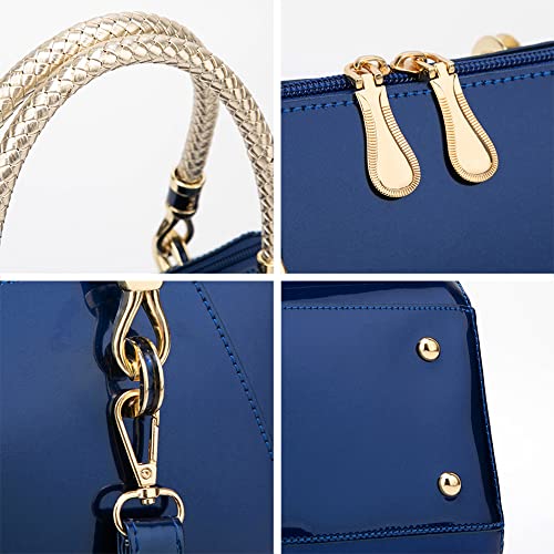 YAQUNICER Top-handle Handbags Purse Satchel for Women Patent PU Shoulder Crossbody Bag Medium Tote4