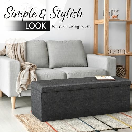 Lifetime Home 43 Inch Folding Storage Ottoman Bench For Living Room thumb #4
