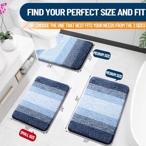 Image of OLANLY Bathroom Runner Rugs Mat 44x20, Extra Soft Absorbent Microfiber Bath Rugs, Rubber Backing, Quick Dry, Washable Long Bath Mats for Bathroom Floor, Tub and Shower, Home Decor Accessories, Navy