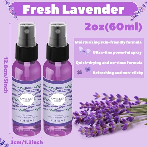 Image of 6 Pcs Hydrating Hand Sanitizer Spray Lavender Scent Hand Sanitizer Spray Bulk Travel Size 2 Fl oz Pocket Bottle for Family Adults Friends Office Coworker Mother's Day Teacher Appreciation Gifts