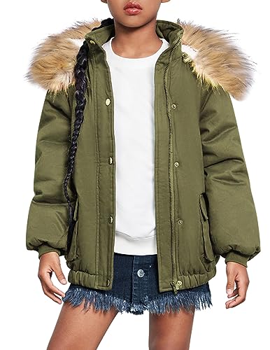 Arshiner Kids Girls Winter Coats Warm Thick Padded Hooded Fleece Lined Puffer Parka Jacket