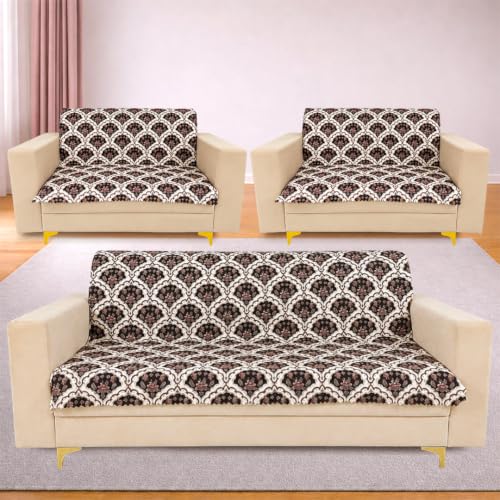 Image of Homerz Premium Printed Quilted Velvet Sofa Slip Cover Protector, Sofa Mat, Exact Size, Antislip Cover (Botanica, 7 (3+2+2) Seater, Full)