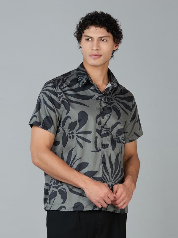 Image of MARK & ALBERT Men's 100% Cotton Printed Half Sleeves Regular Fit Shirt for Men
