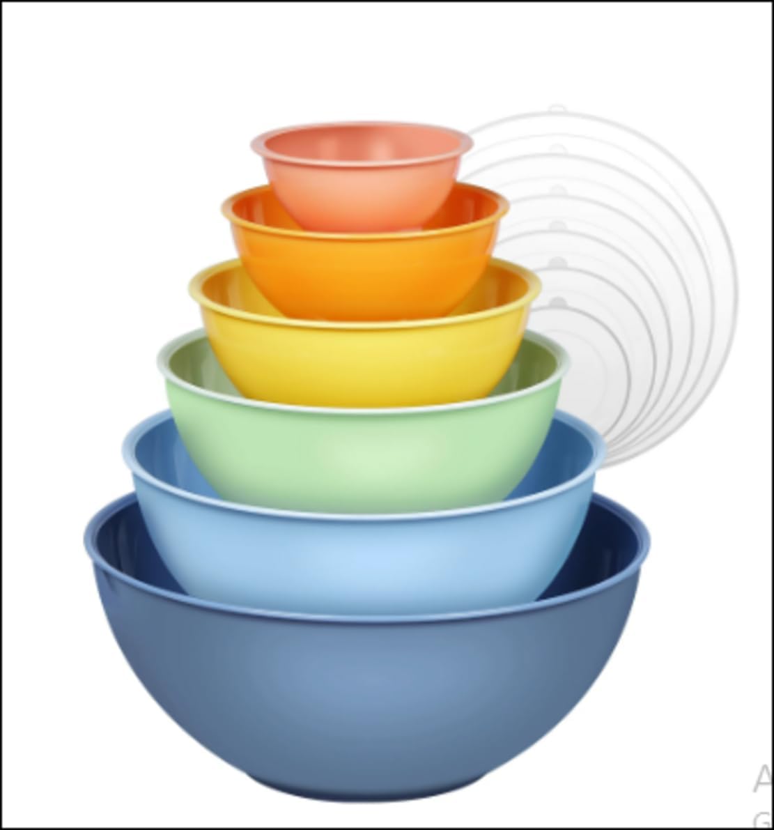 Plastic Mixing Bowl Set with Lids, 12-Piece –Multi Color