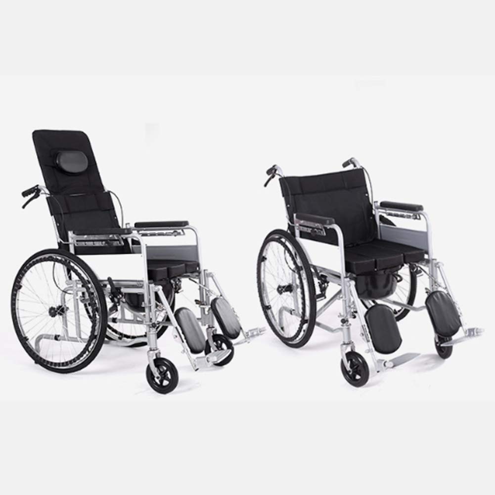 Medyczny fotel rehabilitacyjny, wózek inwalidzki, lekki składany wózek inwalidzki do jazdy medycznej, pełna leżąca gruba stalowa rura wózek inwalidzki płaski leżący starszy wózek inwalidzki z wózkiem