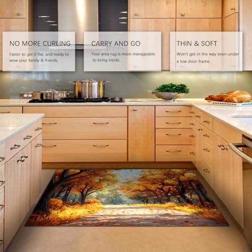 Tapis chambre forêt automne déco intérieur lavable pour toute la maison