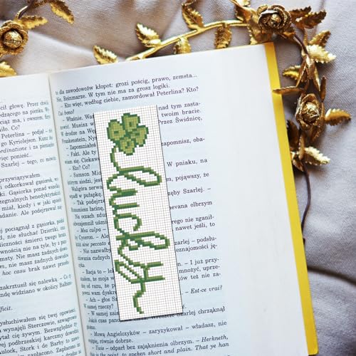 Image of FREEBLOSS 6 Set Cross Stitch Kits - St. Patrick's Day Themed Punch Needle Kit for Beginners - Bookmark Making Gift