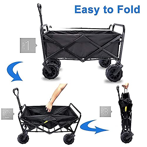 CCYENG Wäschewagen Handwagen, Trolley Gartenwagen Faltbarer Ziehwagen Handwagen Gartentransportwagen, Zusammenklappbarer Campingwagen Mit Futter, Zusammenklappbarer F – Bild 3