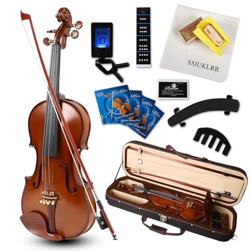 Violin 4/4 Full Size Complete Set for Adults Teenagers Students,Solid Maple Wood Violins with...