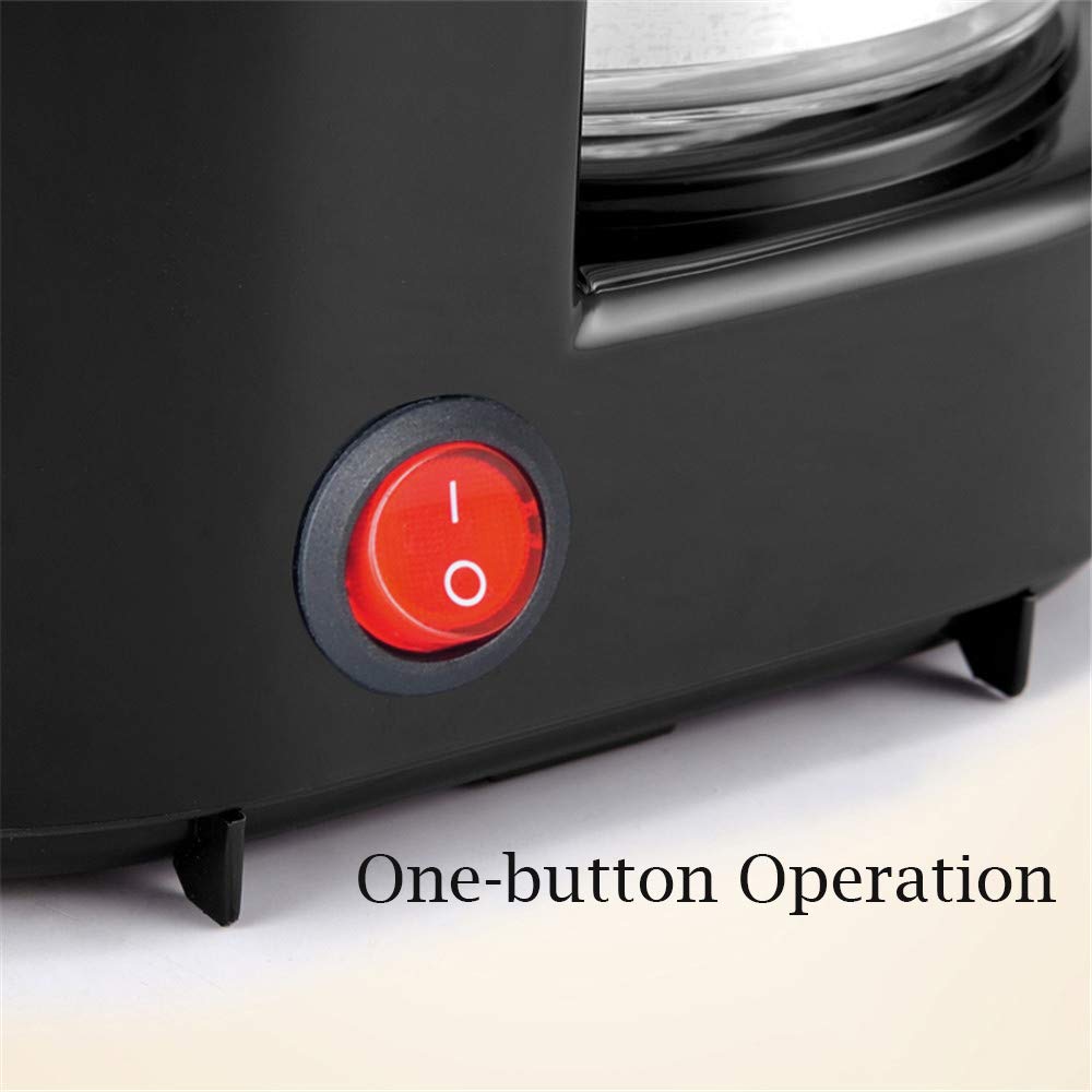 Cafeteras -Filtro de Precisión Temperatura Constante Inteligente Diseño Antigoteo Olla de Vidrio a Prueba de Explosiones Resistente a Altas Temperaturas 0.65L 220V 600W, Negro