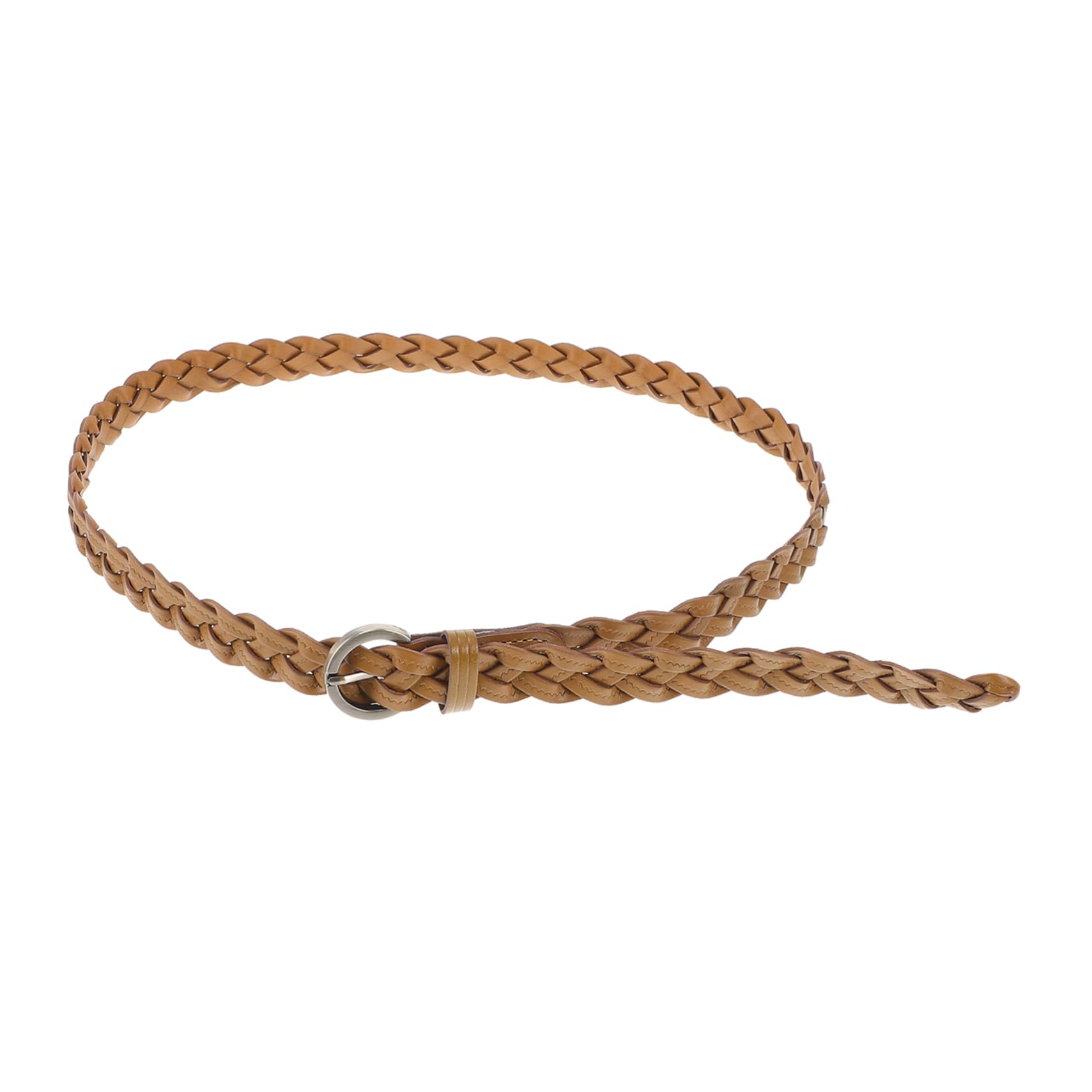 Holibanna Female Waist Belt Woven Belt Brown Needle Buckle for Women Casual and Slimming Style