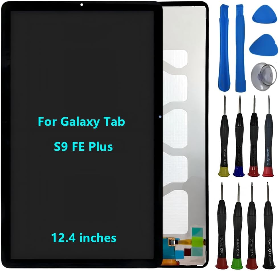 12.4" for Samsung Galaxy Tab S9 FE Plus Screen Replacement Galaxy Tab S9 FE+ SM-X610 SM-X616B Display Touch Screen Digitizer Assembly with Repair Tool