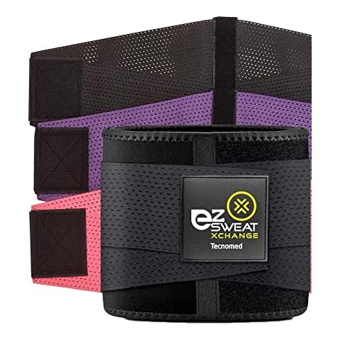 Tecnomed Ez Sweat Xchange Waist Trimmer (3 Colors In 1) - Waist Trainer for Women - Body Wrap - Workout Sweatband Belt (X-Small) Cover