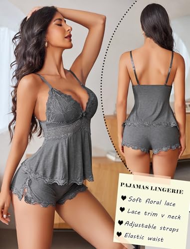 Image of Avidlove Womens Sweetness Cami Set Lace Camisole Lingerie Nightwear Sexy Pajamas Lounge Sets