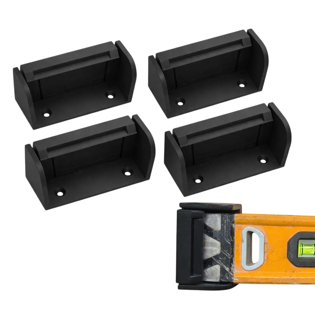 2 Pack | Spirit Level Holder Wall Mount – Universal Level Storage Bracket with Locking Catch | Heavy Duty level Holder for Garage, Workshop & Van | Fits Most Spirit Levels (Black Medium)