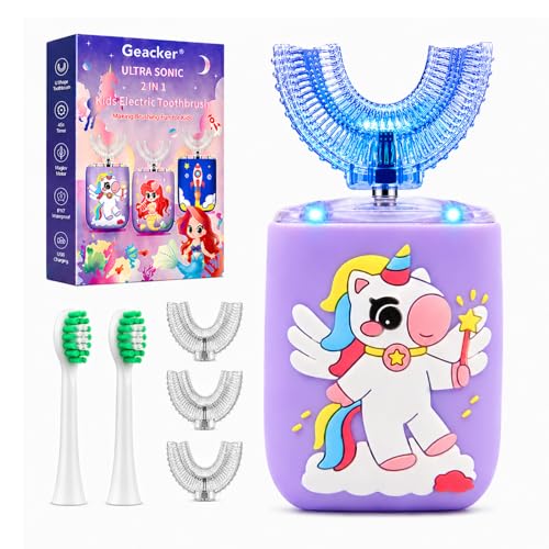 Geacker Kids Electric Toothbrush U Shaped Toddler Auto Sonic...
