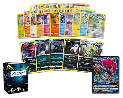 Lightning Card Collection Dark Collection - 50 Assorted Cards Plus 5 Rare Dark Cards And 1 Dark Ultra-Rare Card With Lcc Box Compatible With Pokemon Cards #TOP23