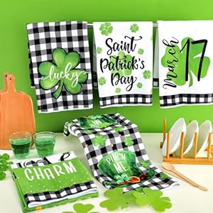 6 Pcs St. Patrick's Day Kitchen Hand Towels Shamrock Dish Towels 14 x 21 Inch Decorative Absorbent Green Irish Tea Towels for Kitchen Bathroom Gifts(Plaid) 6 Pcs St Patricks Day Kitchen Hand Towels Shamrock Dish Towels 14 x 21 Inch Decorative Absorbent Green Irish Tea Towels for Kitchen Bathroom GiftsPlaid