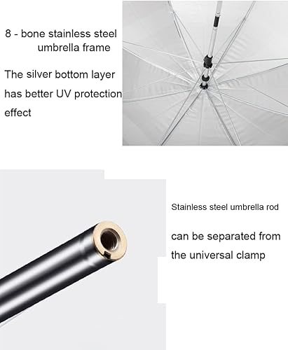 Miniatura 4 de Sombrilla para silla con abrazadera, parasol con clip UPF 50+ de 46 pulgadas para patio, sillas de playa, cochecitos, sillas de ruedas, carritos de