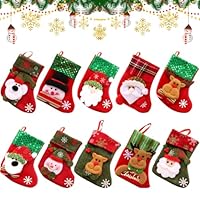EAPMGQR 10 Stück Mini Weihnachtsstrümpfe Socken Nikolausstiefel zum Befüllen und Aufhängen Weihnachten Bestecktasche Besteckhalter Weihnachtsdeko Weihnachtsbaumschmuck Christmasbaumschmuck