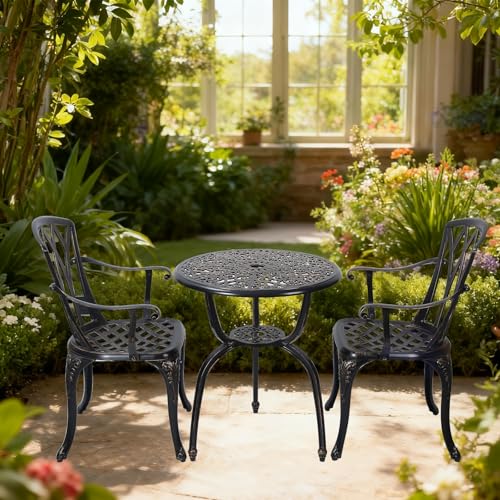 GXOUTAL 3-Piece Cast Aluminum Patio Bistro Set, Outdoor Rust-Resistant Furniture with 2 Chairs and Table (Bronze) by GXOUTAL - Image 6
