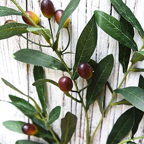 FiveSeasonStuff 2 Stems Artificial Long Stem Olive Leaves and Branches Greenery Floral Arrangement Decoration Home Décor (Olive Branches)