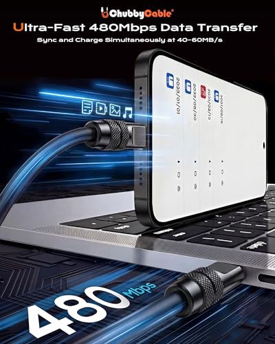 Image of chubbycable Black Chubby Black Samurai Edition 120W USB C Cable Fast Charging Cable Durable Silicone Charger Cord Compatible with iPhone 17-15 Series iPad MacBook Airpods, USB A to Type C, 9.8FT