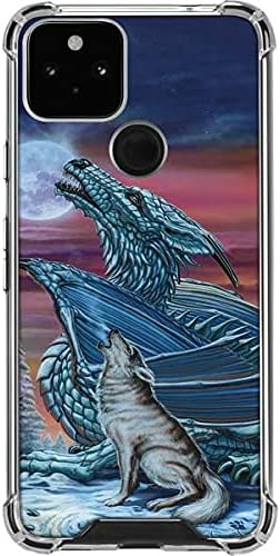 Skinit Clear Phone Case Compatible with Google Pixel 5 - Officially Licensed Dragon and The Wolf by Ed Beard Jr Design
