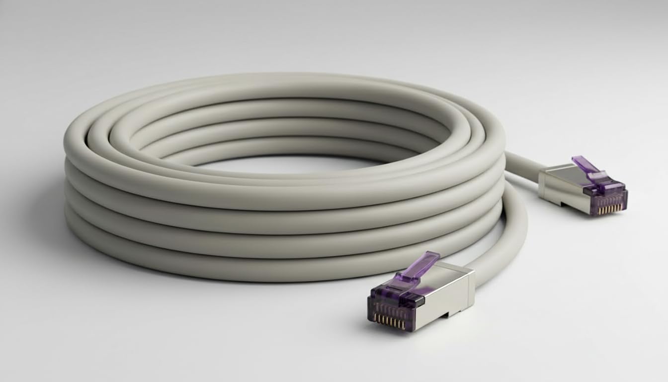 SuperFlex Câble LAN CAT 6A - 20 m - Gris - 1 pièce - Câble réseau/patch RJ45 S/FTP 10 Gbit/s 500 MHz