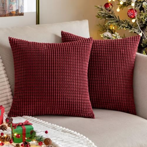 MIULEE Set of 2 Cushion Covers Cushions Decorative Corduroy 18x18...