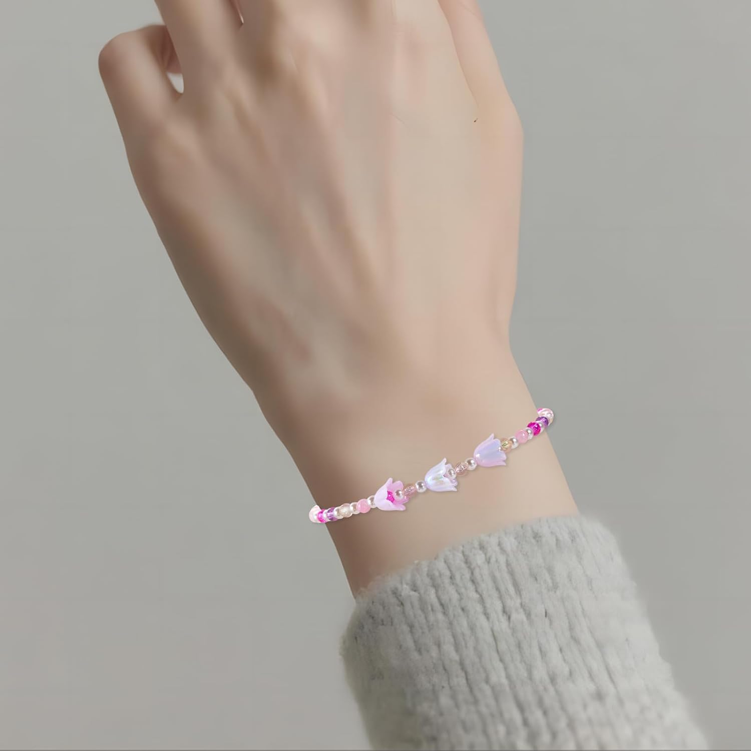 Ornaland 100Pcs Five Petal Flower Beads for Jewelry Making Bulk Cute Plastic Random Solid Color Flower Bead Caps 5-Petal Floral Beads for Bracelets Necklace Earrings DIY Crafts Supplies - Image 6