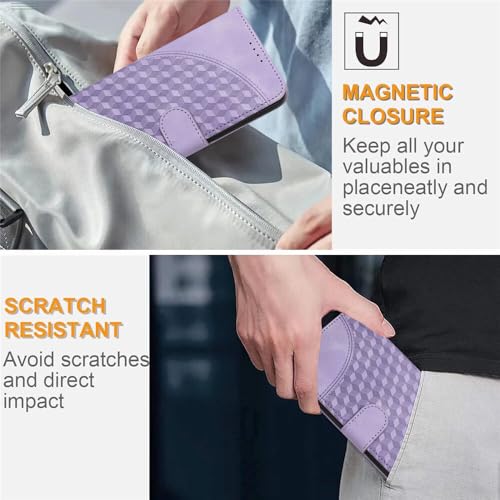 Étui iPhone 16 Plus violet rabat cuir protège écran des chutes motif