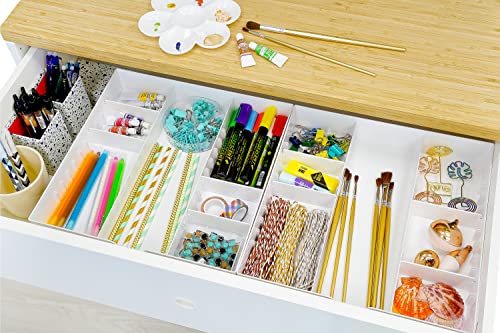 Caxxa 3 Slot Drawer Organizer With 4 Adjustable Dividers - Junk Drawer Storage For Makeup & Vanity, Office Desk Supplies And Accessories (White, 1 Pack) #TOP4