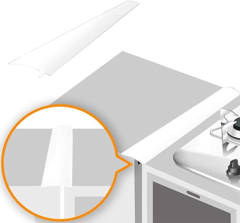 Linda's Essentials Silicone Stove Gap Covers (2 Pack), Heat Resistant Oven Gap Filler Seals Gaps Between Stovetop and Counter, Easy to Clean Stove Gap Guard (21 Inches, White)
