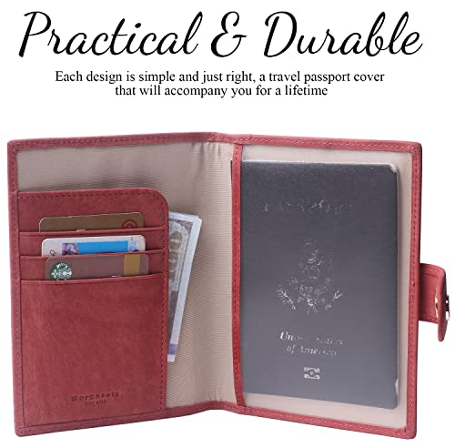 Image of Genuine Leather Passport Case, RFID Passport Cover with Credit Card Holder for Women and Men Family ID Travel