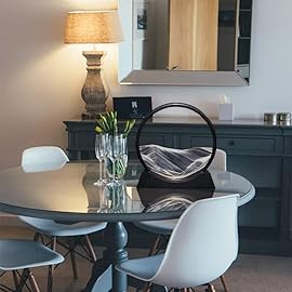 Aoderun Moving Sand Art Picture Round Glass 3D Deep Sea Sandscape in Motion Display Flowing Sand Frame Relaxing Desktop Home Office Work Decor (12, New Black)