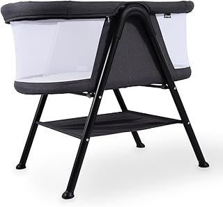 Kiddies Kingdom Aya Easy Dream Portable Baby Crib, Foldable Travel Cot with Mesh Sides, Lightweight Design for Newborns and Toddlers (Black/Graphite)