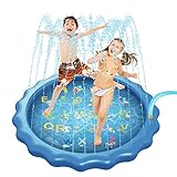 Splash Pad, 68' Sprinkle Play Mat, Water Play Pad for Kids, Sprinkler Pool, Outdoor Water Toys, Learning Educational Wading Pool for Children Toddlers Boys Girls