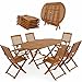 Casaria® Gartenmöbel Set Holz Wetterfest Klappbar 7-TLG. Schirmständer Armlehnen Garten Balkon Terrasse 160x85cm Akazie Braun