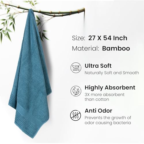 Image of Mush Hearth & Haven Bamboo Towels for Bath Large Size | 450 GSM Bamboo Bath Towel for Men & Women | Soft, Highly Absorbent & Quick Dry | Pack of 4, 70 X 140 cms (Assorted 2)